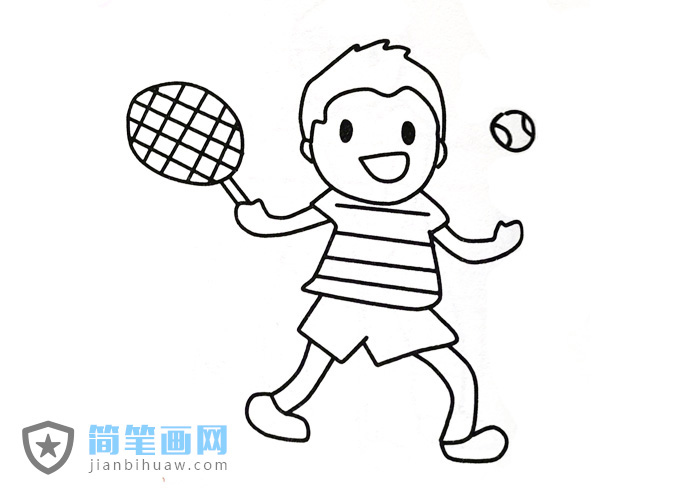 小朋友打網(wǎng)球的簡筆畫