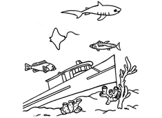 海底沉船世界的簡(jiǎn)筆畫(huà)圖片