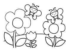 兩只可愛的小蜜蜂采蜜的簡(jiǎn)筆畫圖片