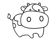 可愛的小奶牛簡筆畫圖片