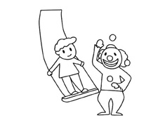 馬戲團(tuán)小丑在表演的簡筆畫圖片