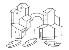 江南水鄉(xiāng)風(fēng)景簡(jiǎn)筆畫圖片
