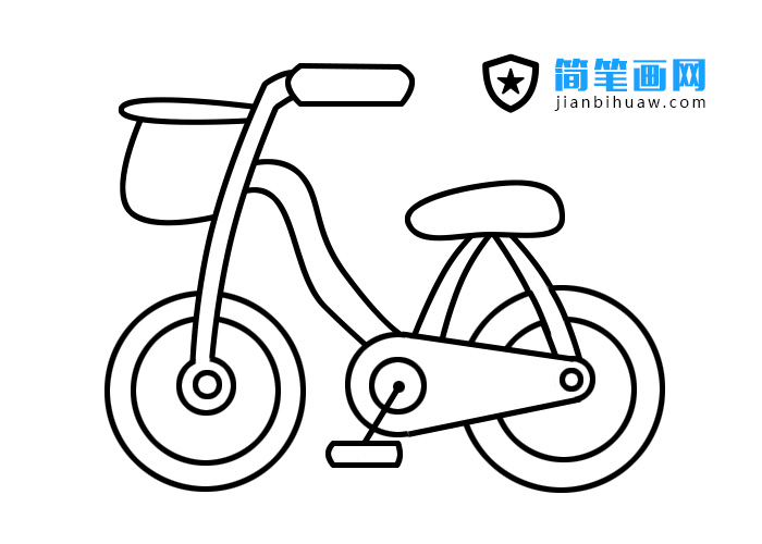 兒童自行車簡筆畫圖片含上色分解步驟