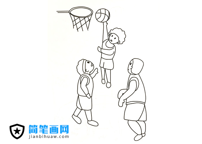 小朋友在打籃球的簡(jiǎn)筆畫圖片