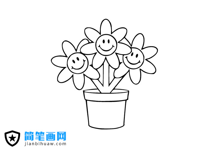 花盆里的小花簡筆畫圖片