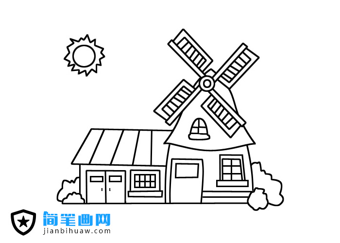 風(fēng)車房子簡(jiǎn)筆畫圖片