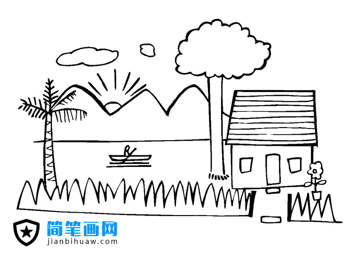 海邊小房子簡(jiǎn)筆畫圖片