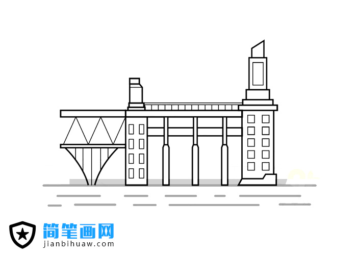 南京長江大橋橋頭堡簡筆畫圖片
