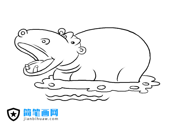 大河馬簡(jiǎn)筆畫(huà)圖片