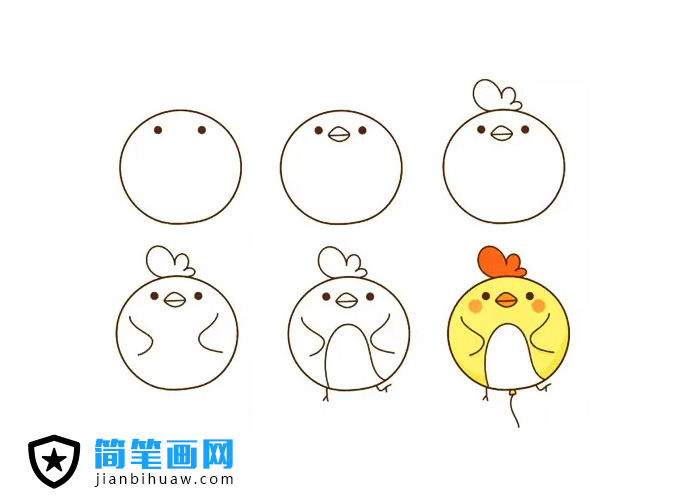 畫一個可愛的動物氣球簡筆畫 -- 小公雞