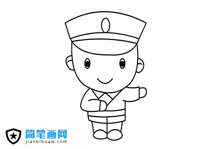 指揮交通的交警簡筆畫圖片