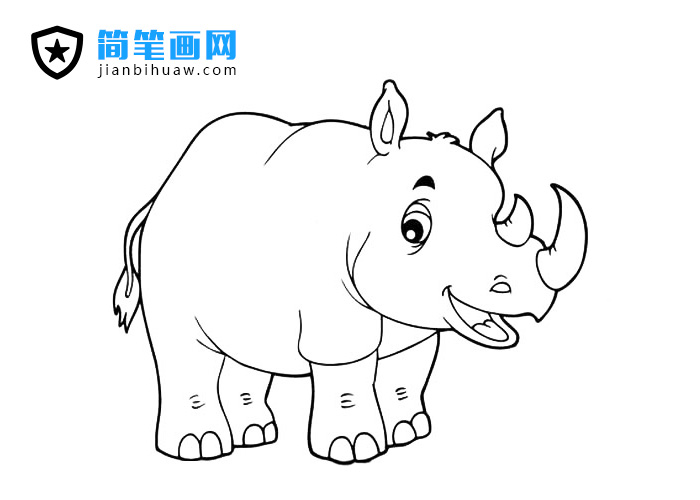 動(dòng)物園里可愛(ài)的犀牛簡(jiǎn)筆畫(huà)圖片