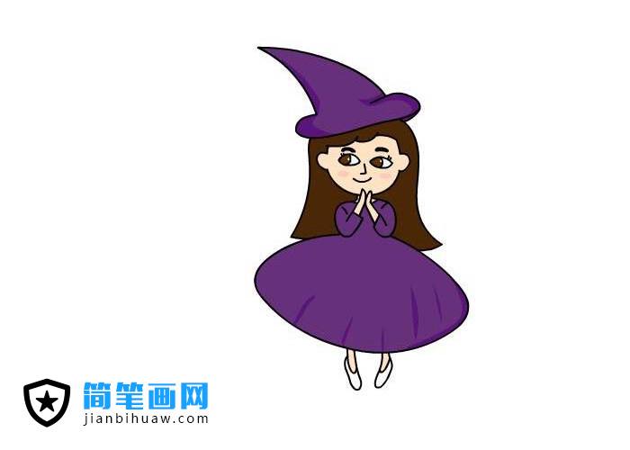 萬圣節(jié)女巫裝扮簡筆畫圖片