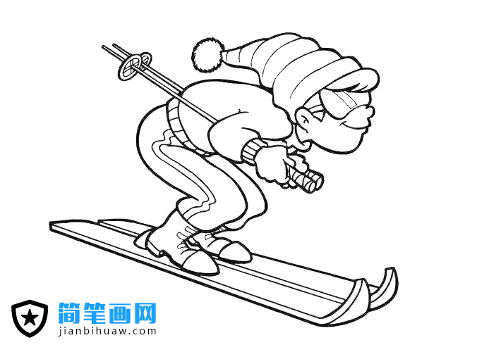 一看就很專業(yè)的滑雪運(yùn)動員簡筆畫圖片