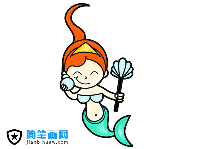 可愛卡通美人魚簡筆畫圖片